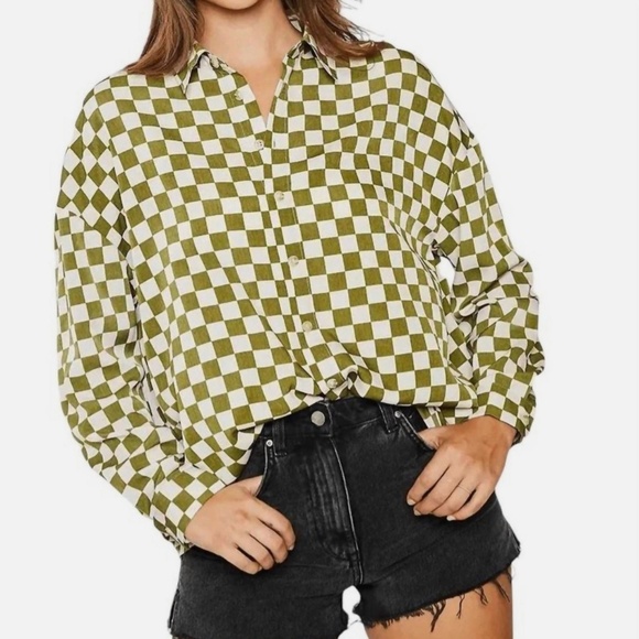 Pretty Garbage pink checkered blouse - Picture 1 of 4